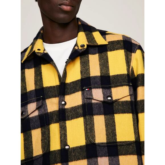 NWT $229 Small - Tommy Hilfiger Wool Blend Check Button Pocket Overshirt Autumn - Picture 4 of 6